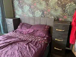 Tall charcoal flow bedside drawers that to go along with the fitted sliding wardrobes, fitting in Acklam